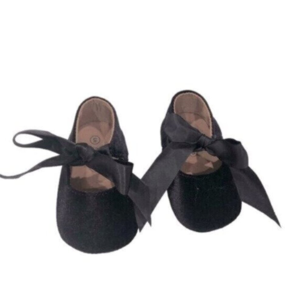 Ddbbrw Kids Baby Girl Black Bow Dressy Fancy Party Shoes Size 5